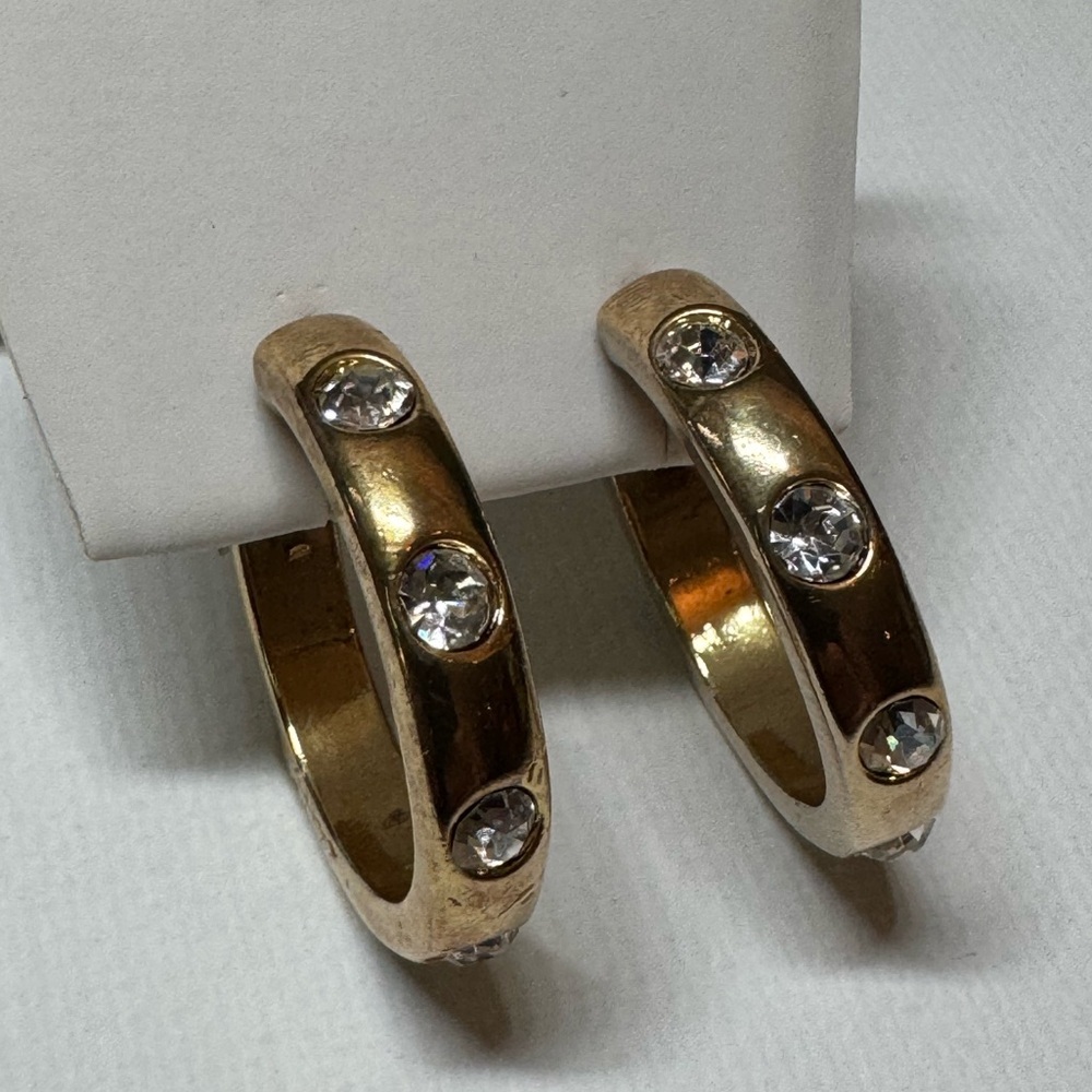 Gold Hoop Earrings with Crystal Accents